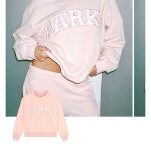 PARKE new varsity Mock neck sweatshirt in ballet pink L/XL